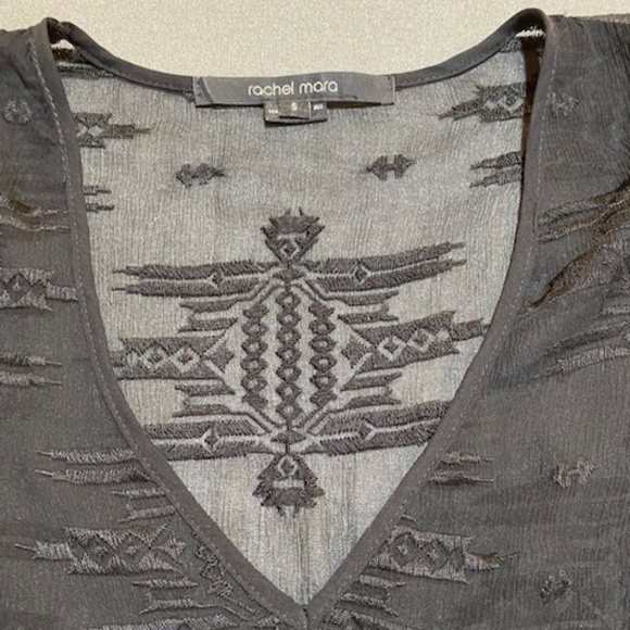 Rachel Mara Embroidered Chiffon Silk Top / Tunic - Picture 2 of 6